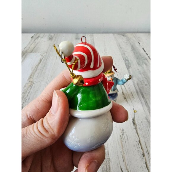 Porcelain snowman ornament set star scene Church Xmas tree‎ snowman - Picture 4 of 11